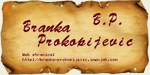 Branka Prokopijević vizit kartica